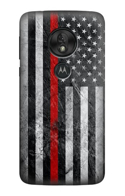 W3687 Firefighter Thin Red Line American Flag Hard Case and Leather Flip Case For Motorola Moto G7 Power