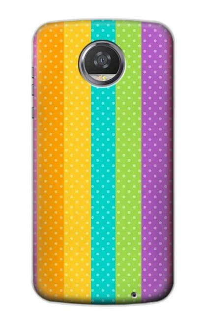 W3678 Colorful Rainbow Vertical Hard Case and Leather Flip Case For Motorola Moto Z2 Play, Z2 Force