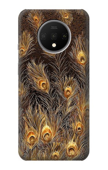 W3691 Gold Peacock Feather Hard Case and Leather Flip Case For OnePlus 7T