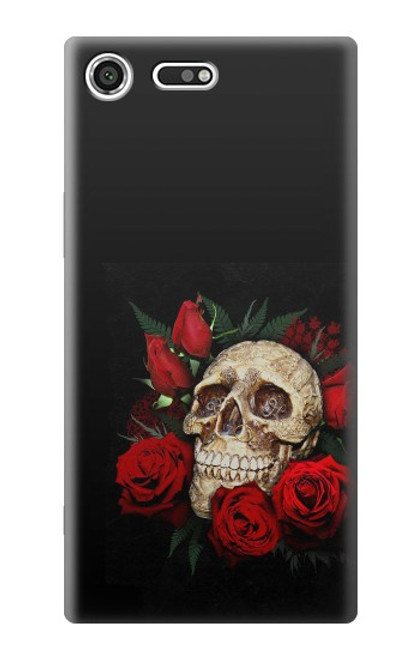 W3753 Dark Gothic Goth Skull Roses Hard Case and Leather Flip Case For Sony Xperia XZ Premium
