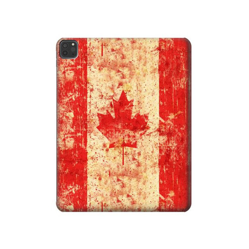 W1603 Canada Flag Old Vintage Tablet Hard Case For iPad Pro 11 (2021,2020,2018, 3rd, 2nd, 1st)