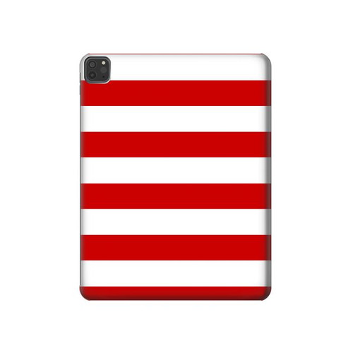 W2364 Red and White Striped Tablet Hard Case For iPad Pro 11 (2021,2020,2018, 3rd, 2nd, 1st)
