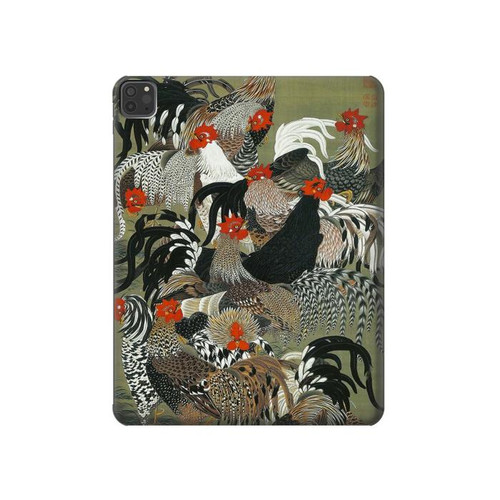 W2699 Ito Jakuchu Rooster Tablet Hard Case For iPad Pro 11 (2021,2020,2018, 3rd, 2nd, 1st)