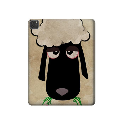W2826 Cute Cartoon Unsleep Black Sheep Tablet Hard Case For iPad Pro 11 (2021,2020,2018, 3rd, 2nd, 1st)