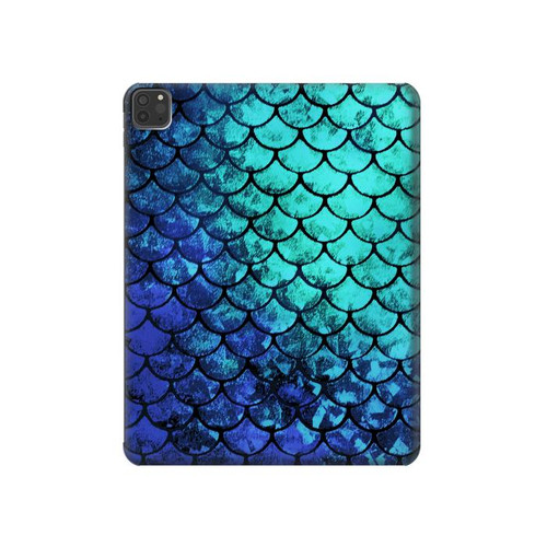 W3047 Green Mermaid Fish Scale Tablet Hard Case For iPad Pro 11 (2021,2020,2018, 3rd, 2nd, 1st)