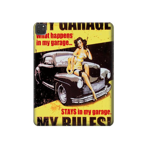 W3198 My Garage Pinup Girl Tablet Hard Case For iPad Pro 11 (2021,2020,2018, 3rd, 2nd, 1st)