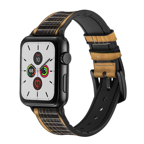 CA0001 Acoustic Guitar Silicone & Leather Smart Watch Band Strap For Apple Watch iWatch