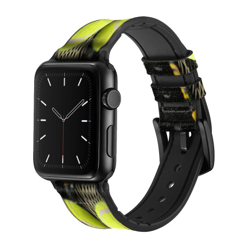 CA0008 Tennis Silicone & Leather Smart Watch Band Strap For Apple Watch iWatch