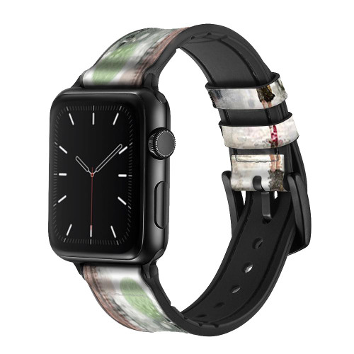 CA0013 Girl in The Rain Silicone & Leather Smart Watch Band Strap For Apple Watch iWatch