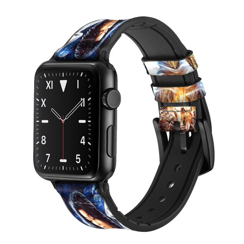 CA0015 Grim Wolf Indian Girl Silicone & Leather Smart Watch Band Strap For Apple Watch iWatch