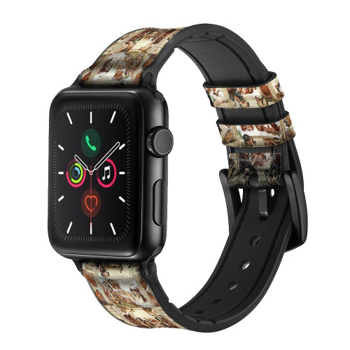 CA0017 Michelangelo Chapel ceiling Silicone & Leather Smart Watch Band Strap For Apple Watch iWatch