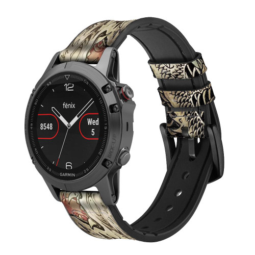 CA0014 Yakuza Tattoo Silicone & Leather Smart Watch Band Strap For Garmin Smartwatch