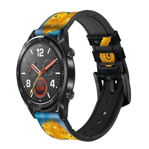 CA0323 Seahorse Underwater World Silicone & Leather Smart Watch Band Strap For Wristwatch Smartwatch