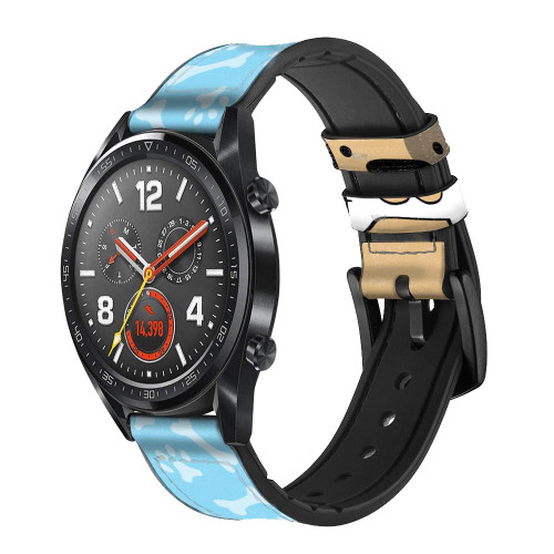 CA0396 Cute Dog Paws Bones Cartoon Silicone & Leather Smart Watch Band Strap For Wristwatch Smartwatch