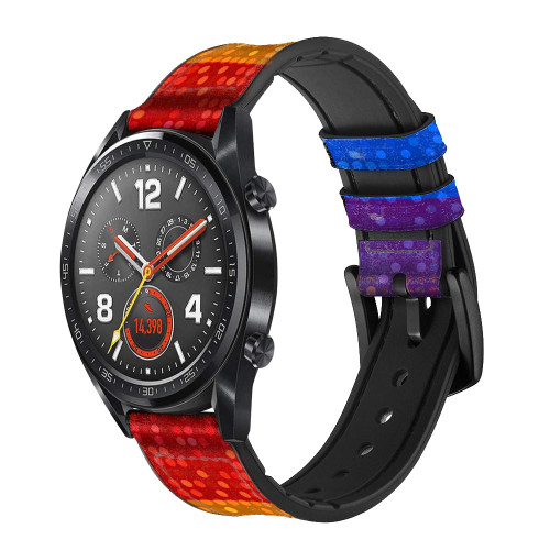 CA0404 Rainbow LGBT Pride Flag Silicone & Leather Smart Watch Band Strap For Wristwatch Smartwatch