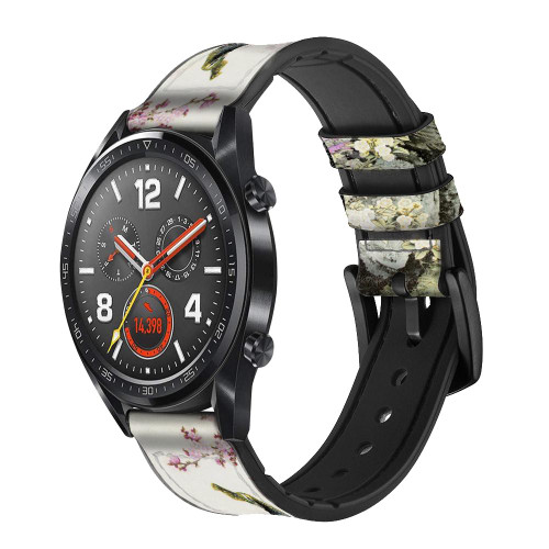 CA0436 Peacock Chinese Brush Painting Silicone & Leather Smart Watch Band Strap For Wristwatch Smartwatch