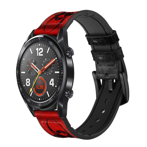 CA0505 Biohazards Virus Red Alert Silicone & Leather Smart Watch Band Strap For Wristwatch Smartwatch