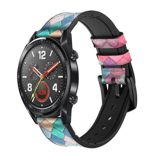 CA0522 Candy Minimal Pastel Colors Silicone & Leather Smart Watch Band Strap For Wristwatch Smartwatch