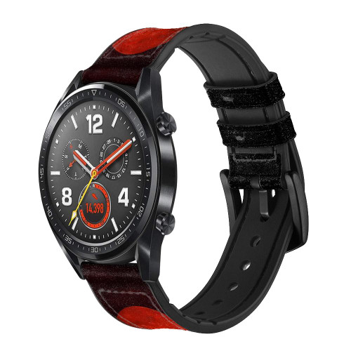 CA0525 Wolf Howling Red Moon Silicone & Leather Smart Watch Band Strap For Wristwatch Smartwatch