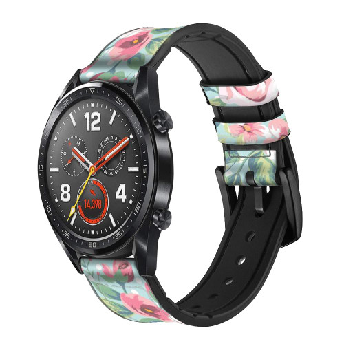 CA0788 Vintage Rose Polka Dot Silicone & Leather Smart Watch Band Strap For Wristwatch Smartwatch