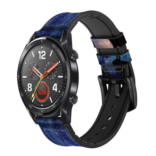 CA0836 Wolf Howling Million Star Silicone & Leather Smart Watch Band Strap For Wristwatch Smartwatch