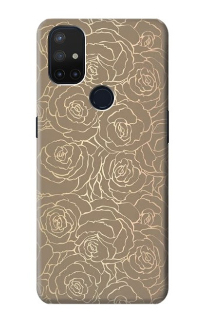 W3466 Gold Rose Pattern Hard Case and Leather Flip Case For OnePlus Nord N10 5G