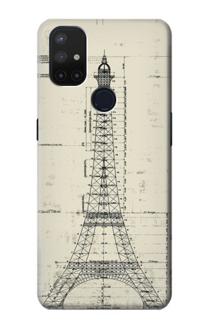 W3474 Eiffel Architectural Drawing Hard Case and Leather Flip Case For OnePlus Nord N10 5G