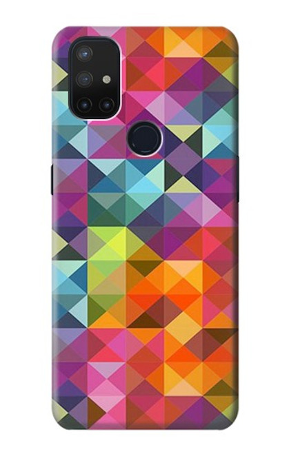 W3477 Abstract Diamond Pattern Hard Case and Leather Flip Case For OnePlus Nord N10 5G