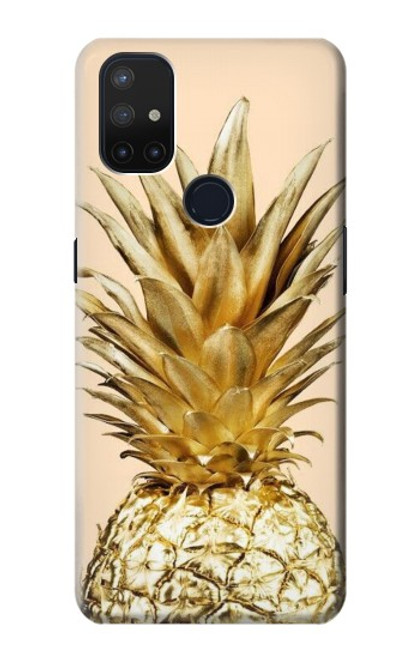 W3490 Gold Pineapple Hard Case and Leather Flip Case For OnePlus Nord N10 5G