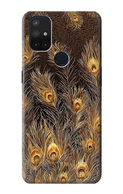 W3691 Gold Peacock Feather Hard Case and Leather Flip Case For OnePlus Nord N10 5G