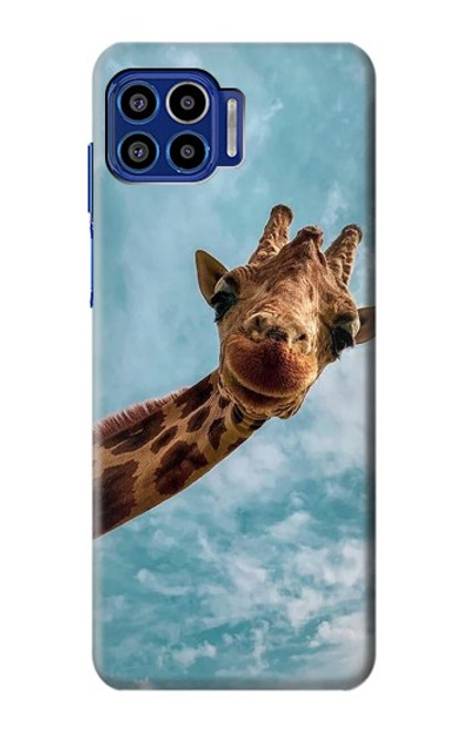 W3680 Cute Smile Giraffe Hard Case and Leather Flip Case For Motorola One 5G