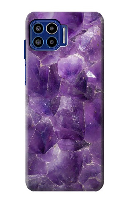 W3713 Purple Quartz Amethyst Graphic Printed Hard Case and Leather Flip Case For Motorola One 5G