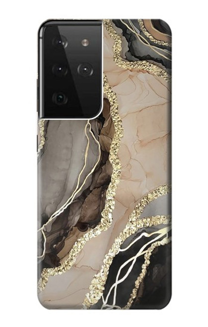 W3700 Marble Gold Graphic Printed Hard Case and Leather Flip Case For Samsung Galaxy S21 Ultra 5G