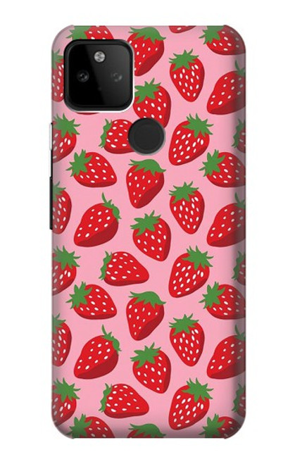 W3719 Strawberry Pattern Hard Case and Leather Flip Case For Google Pixel 5A 5G