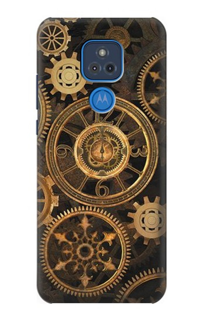 W3442 Clock Gear Hard Case and Leather Flip Case For Motorola Moto G Play (2021)