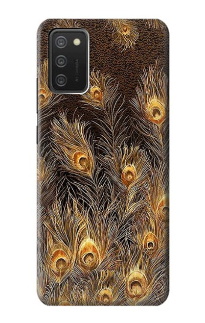 W3691 Gold Peacock Feather Hard Case and Leather Flip Case For Samsung Galaxy A03S