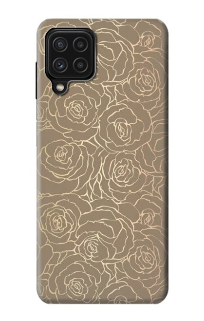 W3466 Gold Rose Pattern Hard Case and Leather Flip Case For Samsung Galaxy A22 4G