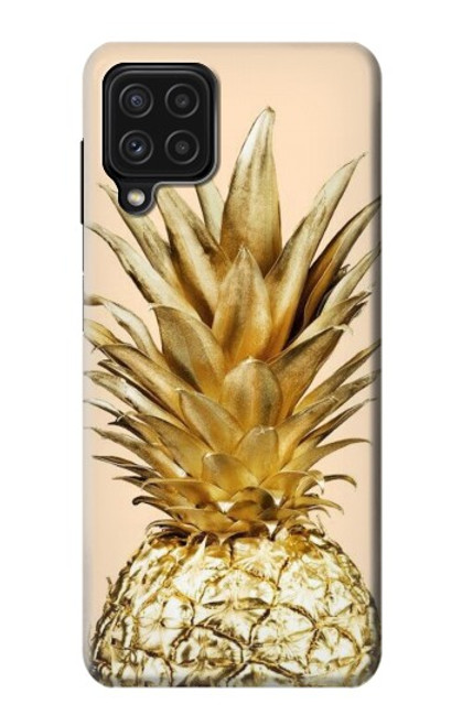 W3490 Gold Pineapple Hard Case and Leather Flip Case For Samsung Galaxy A22 4G