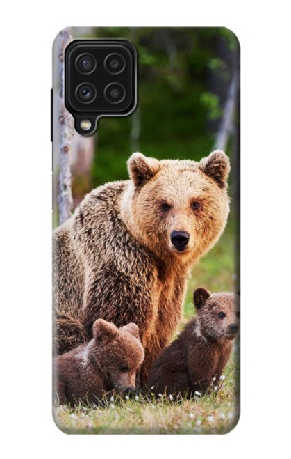 W3558 Bear Family Hard Case and Leather Flip Case For Samsung Galaxy A22 4G