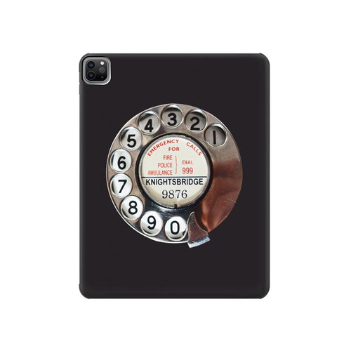 W0059 Retro Rotary Phone Dial On Tablet Hard Case For iPad Pro 12.9 (2022, 2021, 2020, 2018), Air 13 (2024)