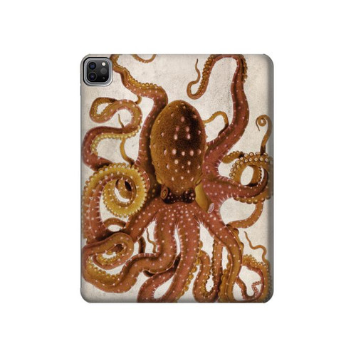 W2801 Vintage Octopus Tablet Hard Case For iPad Pro 12.9 (2022, 2021, 2020, 2018), Air 13 (2024)