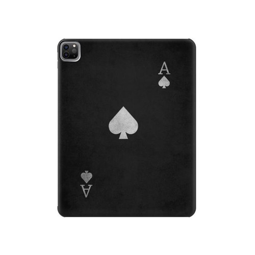 W3152 Black Ace of Spade Tablet Hard Case For iPad Pro 12.9 (2022, 2021, 2020, 2018), Air 13 (2024)