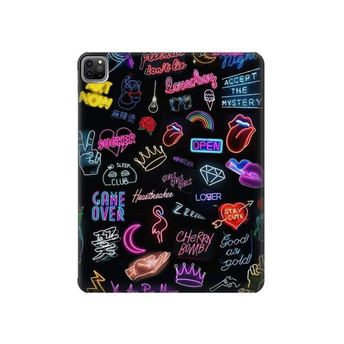 W3433 Vintage Neon Graphic Tablet Hard Case For iPad Pro 12.9 (2022, 2021, 2020, 2018), Air 13 (2024)