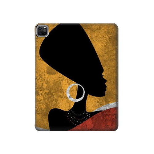 W3453 African Queen Nefertiti Silhouette Tablet Hard Case For iPad Pro 12.9 (2022, 2021, 2020, 2018), Air 13 (2024)