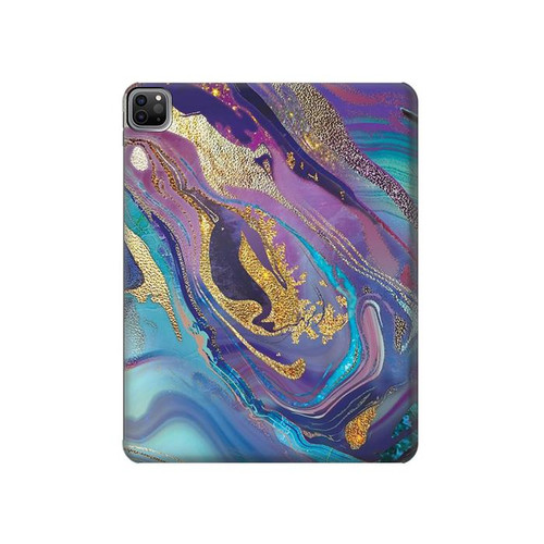 W3676 Colorful Abstract Marble Stone Tablet Hard Case For iPad Pro 12.9 (2022, 2021, 2020, 2018), Air 13 (2024)