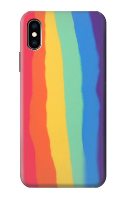 W3799 Cute Vertical Watercolor Rainbow Hard Case and Leather Flip Case For iPhone X, iPhone XS