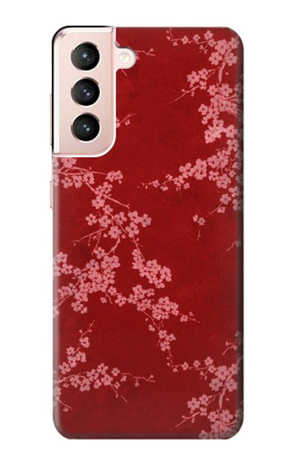 W3817 Red Floral Cherry blossom Pattern Hard Case and Leather Flip Case For Samsung Galaxy S21 5G