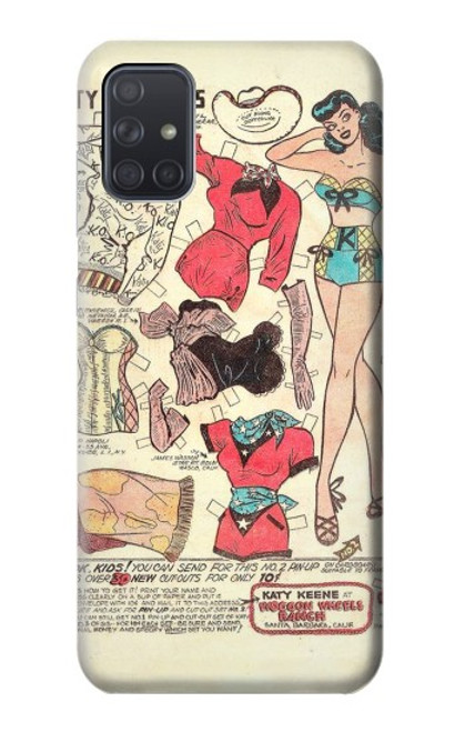 W3820 Vintage Cowgirl Fashion Paper Doll Hard Case and Leather Flip Case For Samsung Galaxy A71