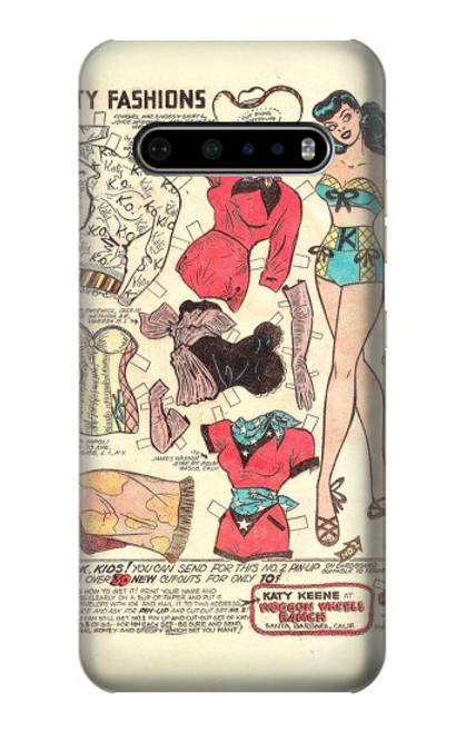 W3820 Vintage Cowgirl Fashion Paper Doll Hard Case and Leather Flip Case For LG V60 ThinQ 5G