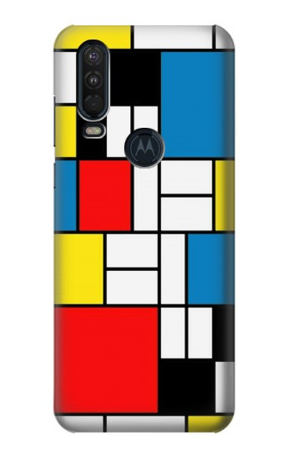 W3814 Piet Mondrian Line Art Composition Hard Case and Leather Flip Case For Motorola One Action (Moto P40 Power)